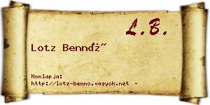 Lotz Bennó névjegykártya